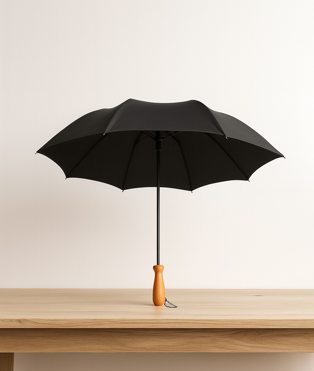 Classic Black Wooden Handle Umbrella