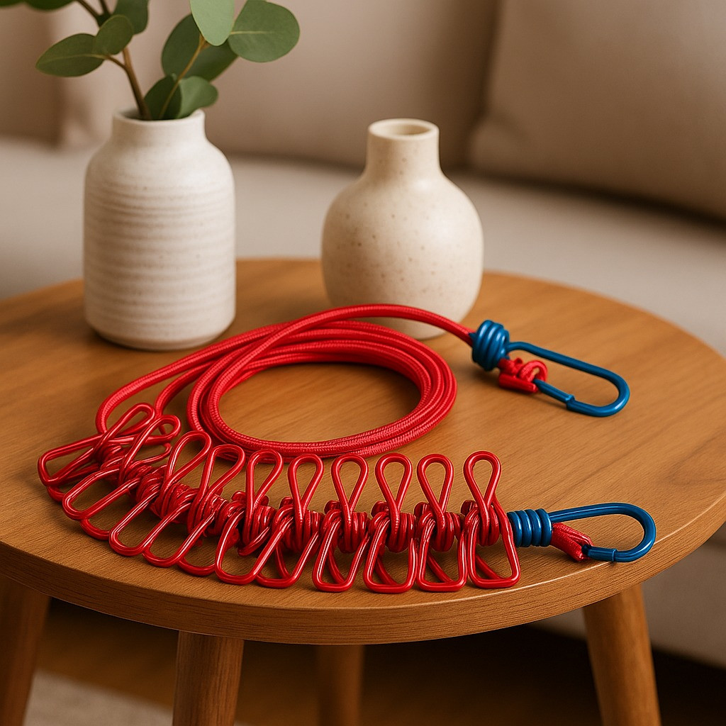 Elastic Clothesline with Clips