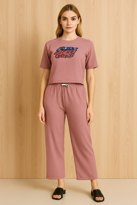 Women’s Mauve Ribbed Co-Ord Set