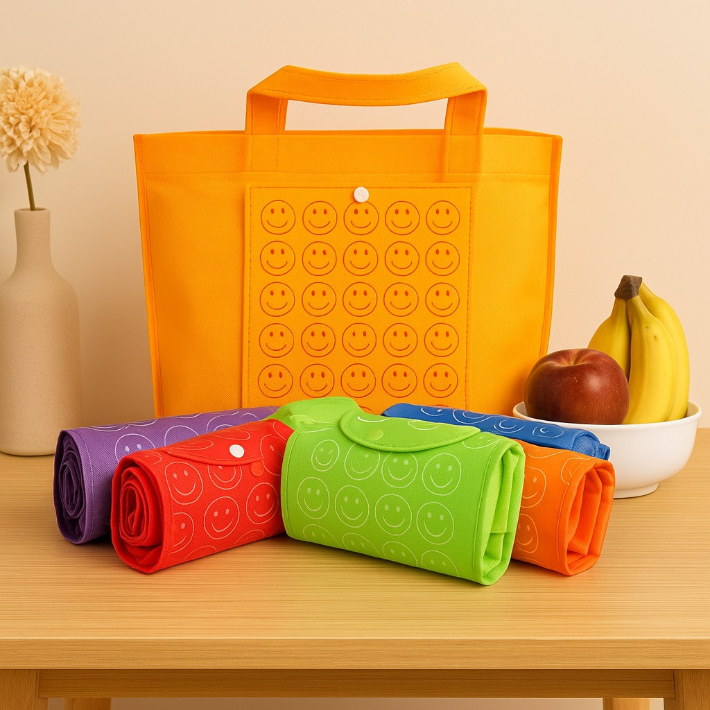 Smiley Face Eco-Friendly Reusable Shopping Tote Bag