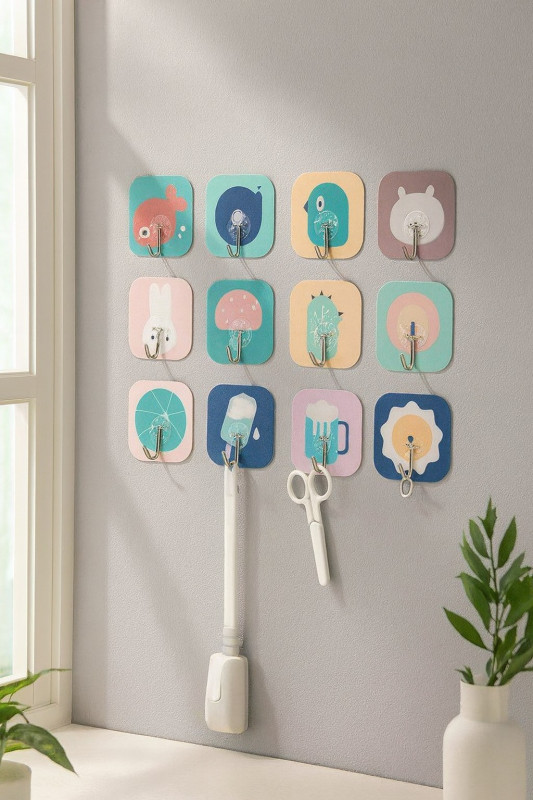 Colorful Cartoon Wall Hooks (Pack of 12)