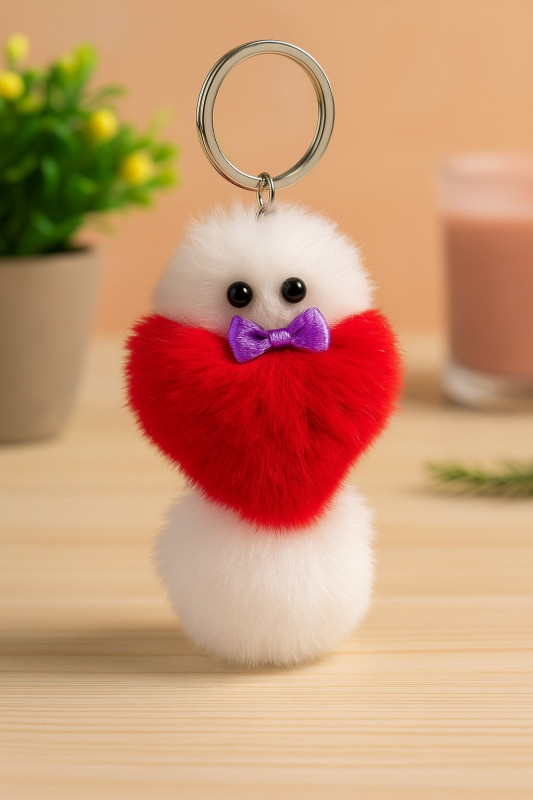 Cute Plush Heart Keychain